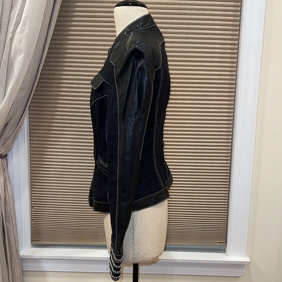 CC Couture Linen and Leather Zip Up Jacket - Picture 2 of 7